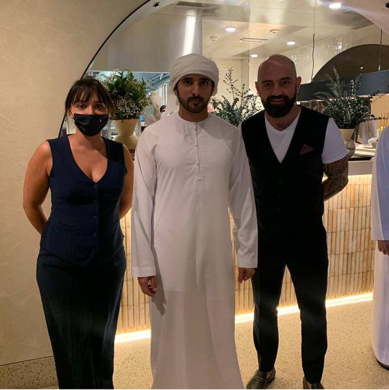 Sheikh Hamdan visited Avli by Tashas, the Greek restaurant at Four Seasons Dubai Hotel DIFC developed by South African entrepreneur Natasha Sideris and her team. Photo: Instagram / @avlibytashas