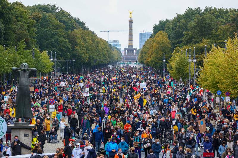 Climate activists gather on a "Global Day of Action" organized by the Fridays for Future climate change movement in Berlin, Germany.  Getty Images