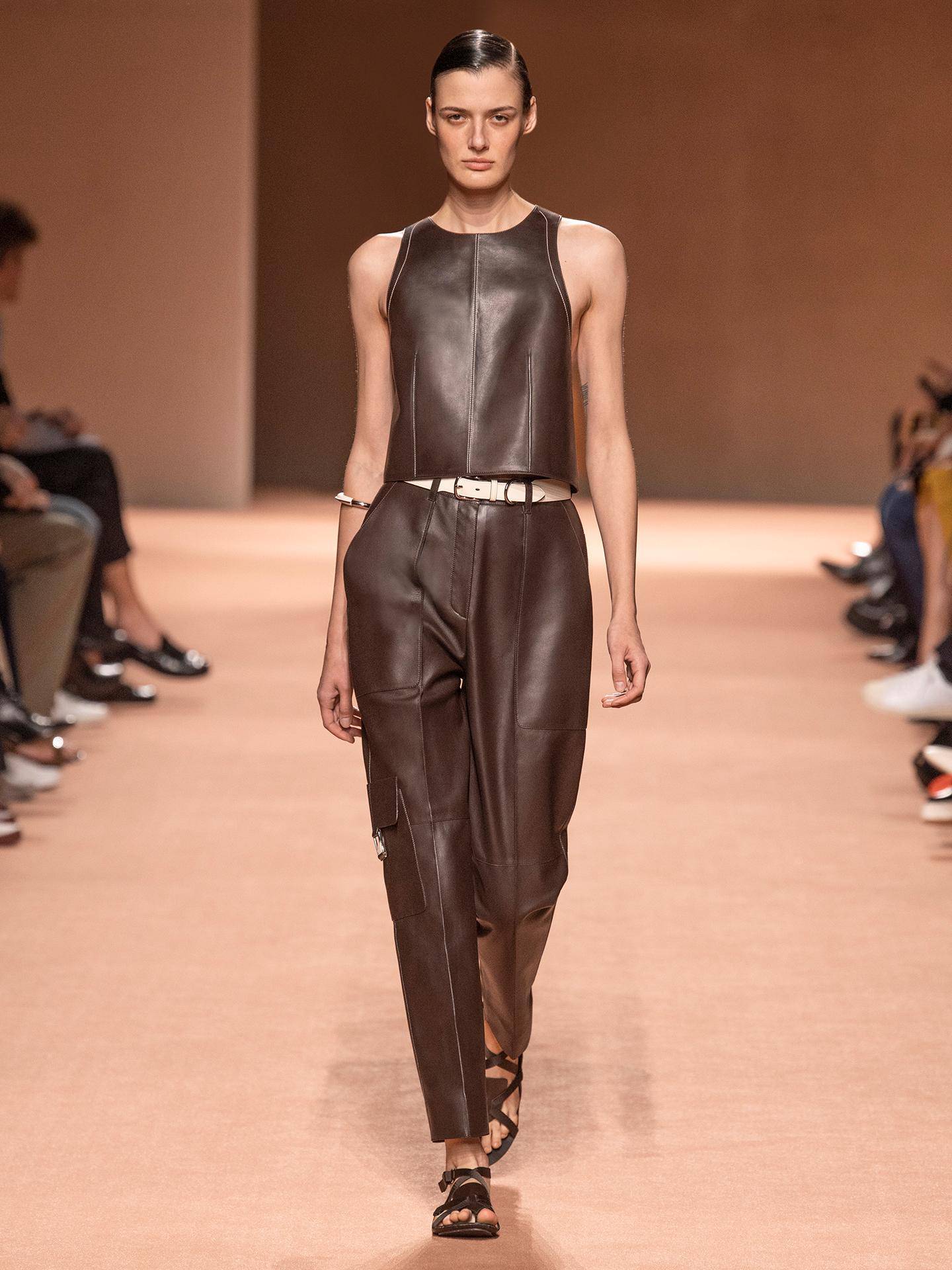 Head-to-toe leather at Hermes ss20