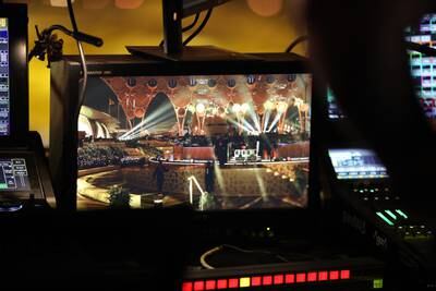 A view of the control room that oversees the stunning effects beamed across Al Wasl dome. Pawan Singh / The National  