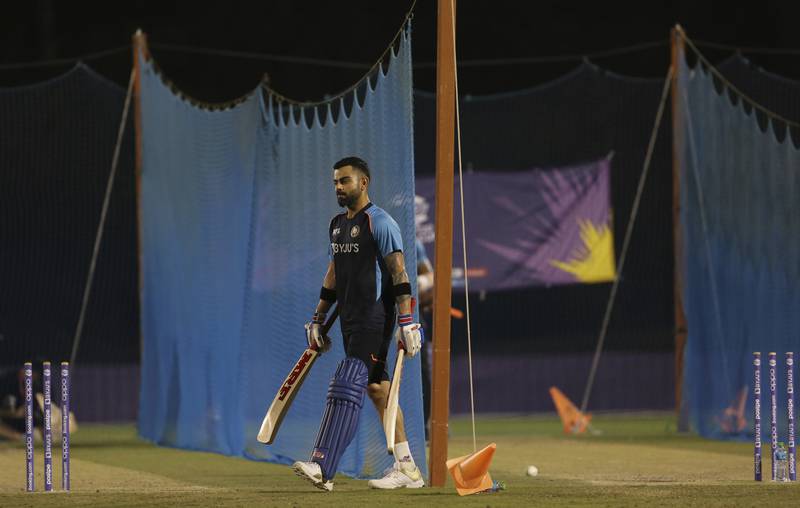 Indian cricket captain Virat Kohli during a training session. AP