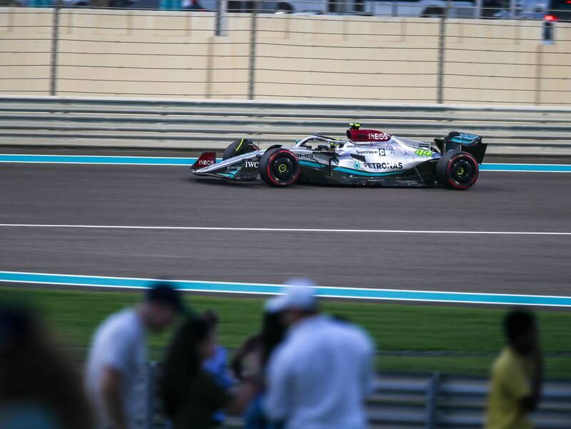 Abu Dhabi Grand Pix 2022 Formula 1 second practice session. Lewis Hamilton of Mercedes in action. Victor Besa / The National