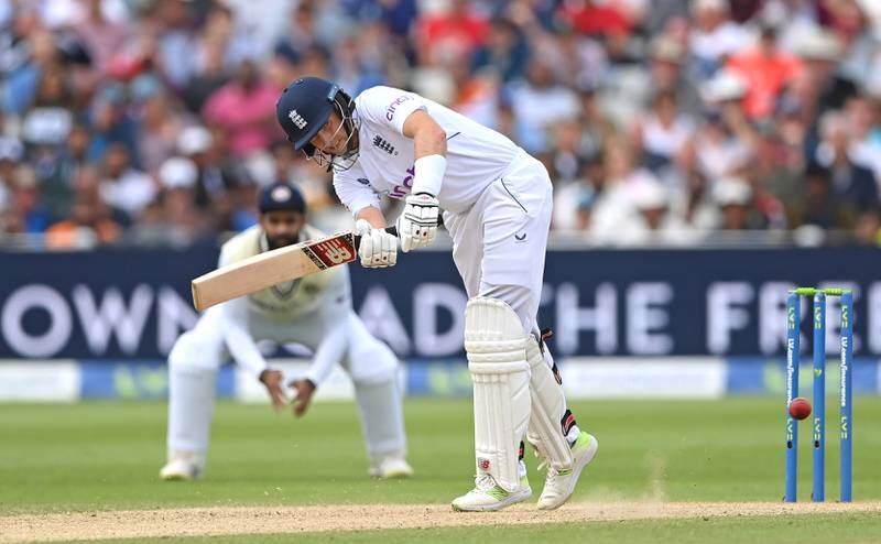 England batter Joe Root clips a ball off his legs to the boundary on his way to an unbeaten 76. Getty