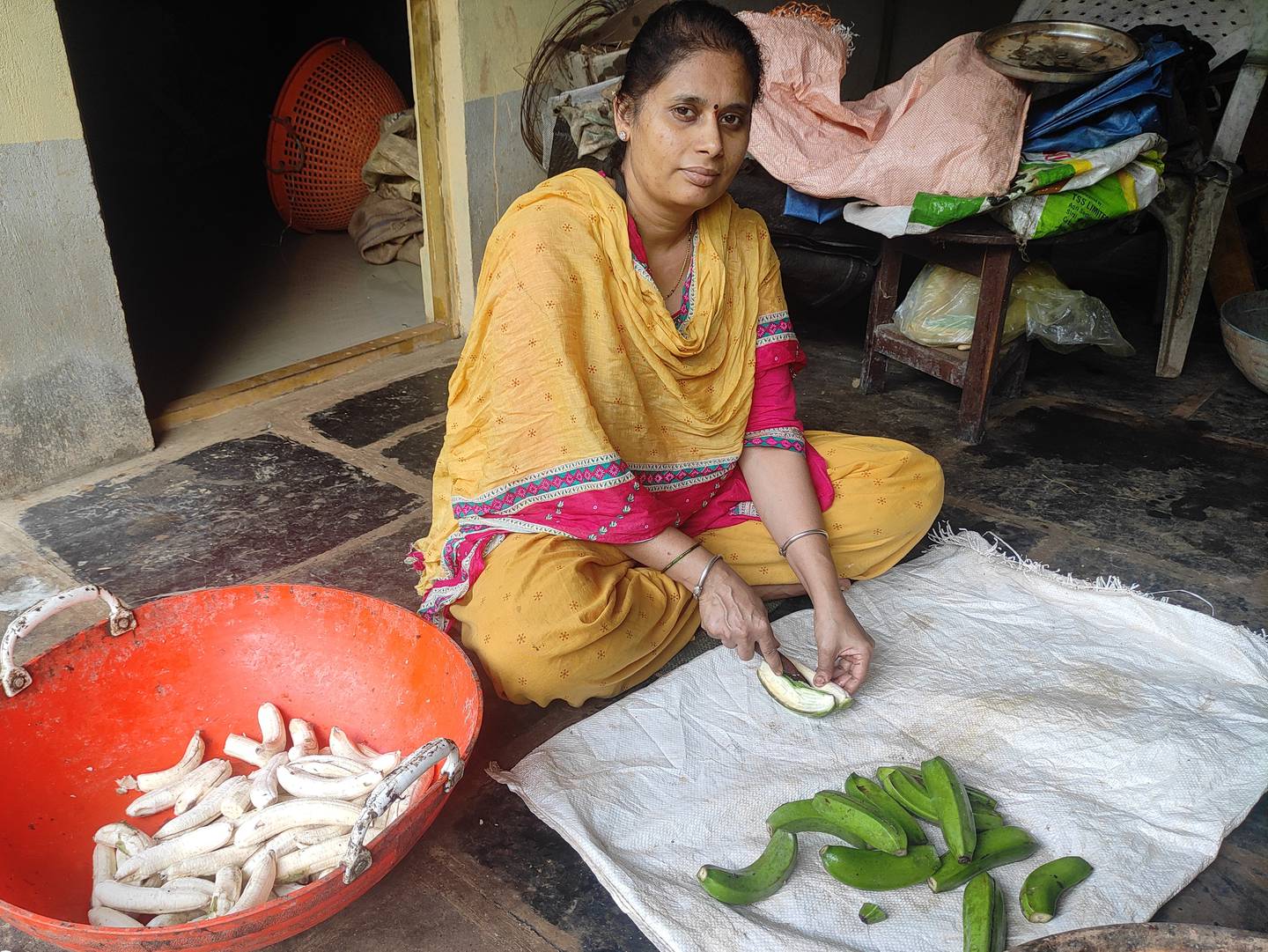 Farmer Vasundhara Hedge makes and sells about 30 kilograms of banana flour per week. Photo: Vasundhara Hedge