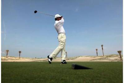 The professional golfer Gary Player is one of the first people to play a few holes at the Saadiyat Island Beach Golf Club November 17, 2009. His company designed the course. Sammy Dallal / The National
