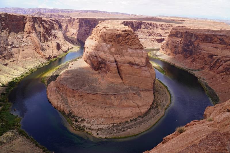 Horseshoe Bend, a natural U-turn in the Colorado River downstream of Lake Powell.