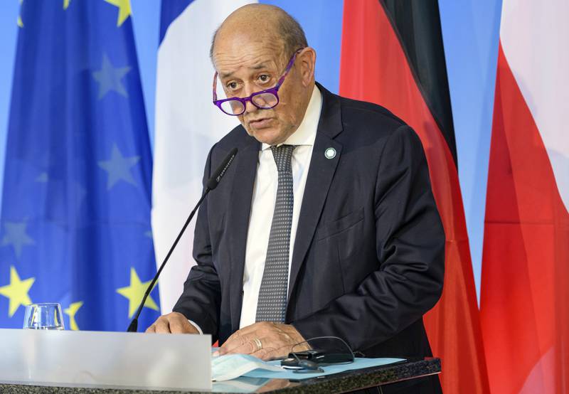 French Foreign Minister Jean-Yves Le Drian called the new Aukus partnership 'a stab in the back'.  AP
