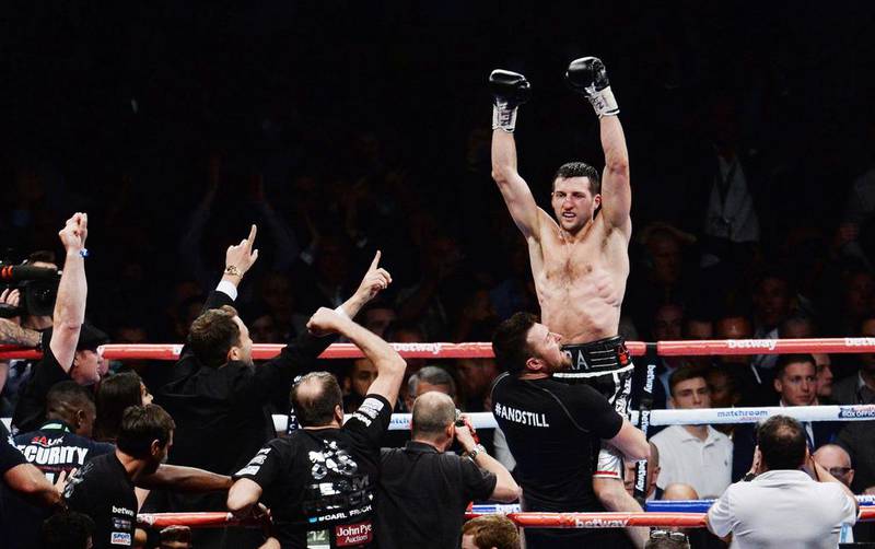 British boxer Carl Froch knocked out George Groves on Saturday and hopes his next bout will be at the ‘fight capital of the world’. Andy Rain / EPA

