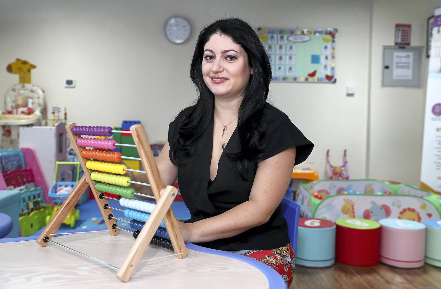 DUBAI, UNITED ARAB EMIRATES , January 11 – 2021 :- Angelica Robinson, Chief Executive of CloudNine Kids, Professional Childcare Trainer & Specialist at her office in the JLT in Dubai. (Pawan Singh / The National) For Business/Online. Story by Deepthi Nair