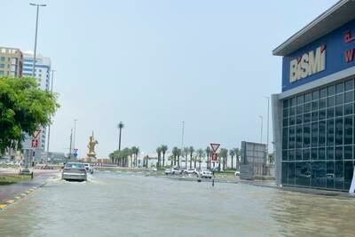 Floodwaters in Fujairah, days after heavy rains fell in the Northern Emirates. Khushnum Bhandari / The National

