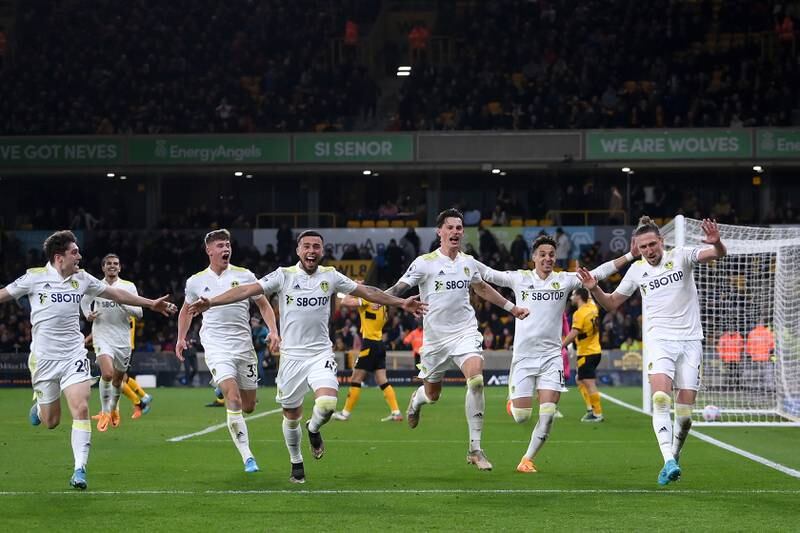 Luke Ayling of Leeds United celebrates after scoring the winner. Getty