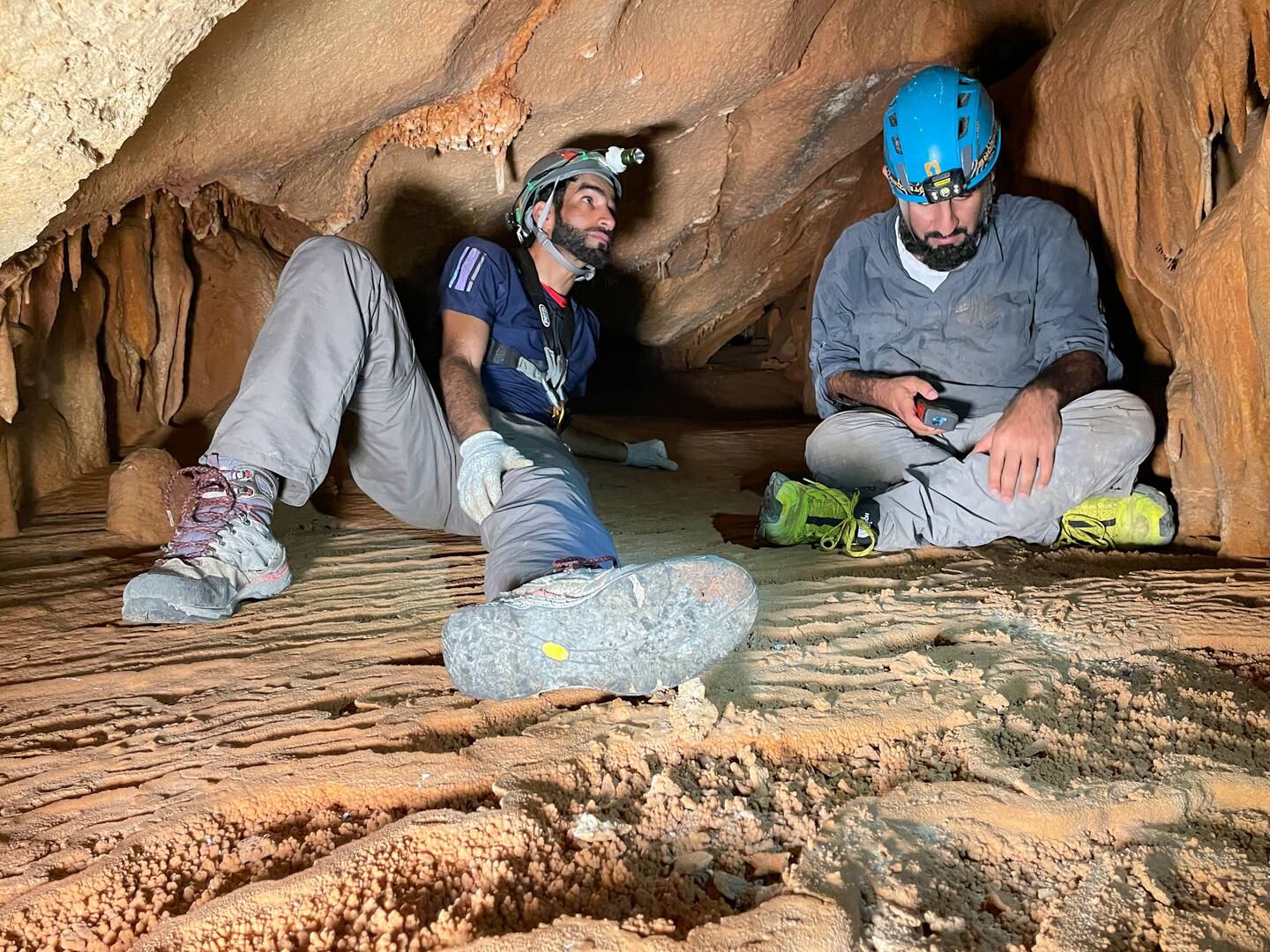 Omani cavers explore in the country's Jebel Akhdar area. It is honeycombed with caves created by limestone erosion. Photo: Nabil Alsaqri