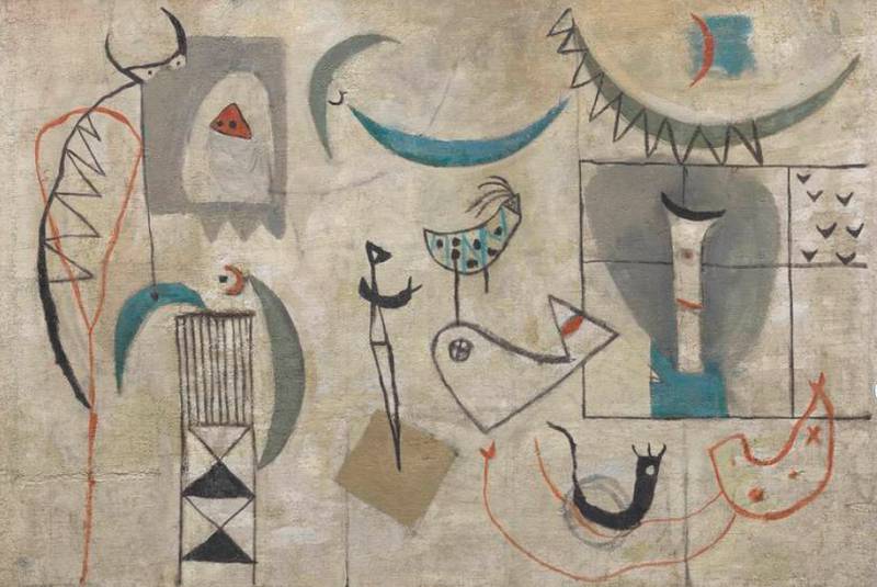 Jewad Selim's 'Good and Evil, An Abstraction' (1951) was a study for a mural for the headquarters of the Iraqi Red Crescent, designed by Ellen Jawdat. The mural was never made. Photo: Bonhams