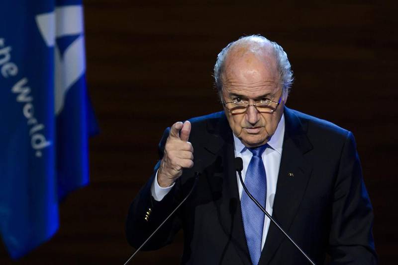 Fifa president Sepp Blatter talked about the need for ‘integrity’ during a speech at the Fifa congress on Tuesday in Sao Paulo. Fabrice Coffrini / AFP

