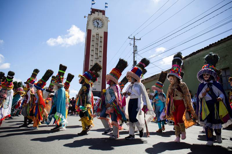 People take part in El Gueguense, a satirical drama and an expression of protest against colonial rule to mark the Feast of Saint Sebastian, in Diriamba, Nicaragua. Reuters