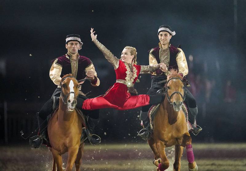 Performers from Azerbaijan put their horses through their paces. PA