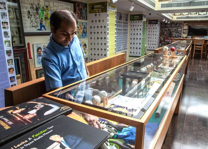 Shane Warne  and other cricket memorabilia at the Cricket Museum of Shayam Bhatia. 