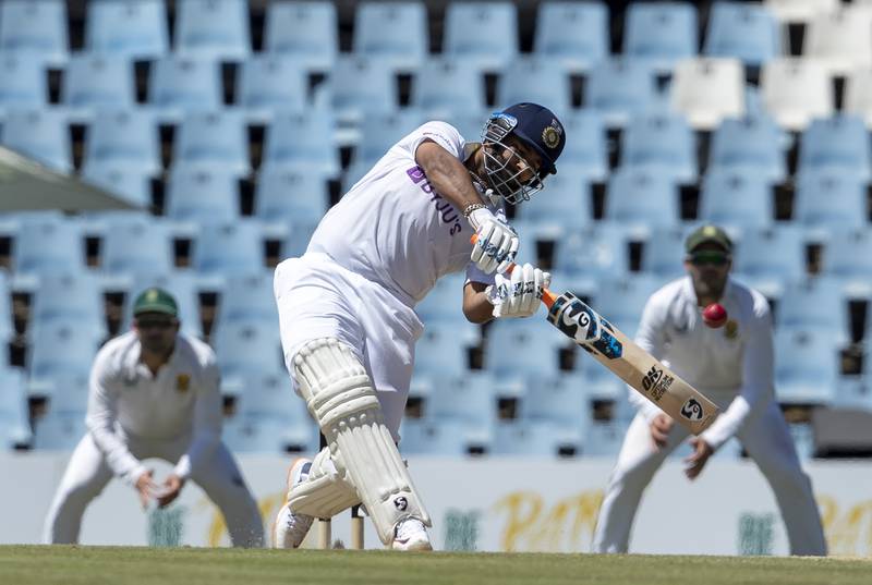 India batsman Risabh Pant plays a shot on his way to 34. AP