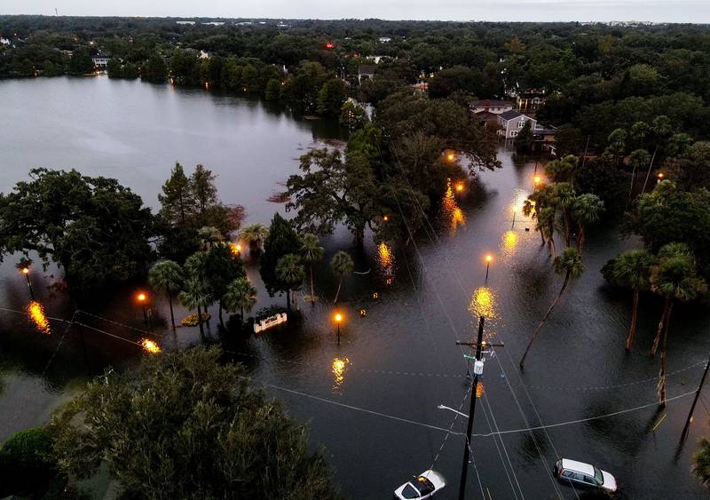 Cars sit in floodwaters near downtown Orlando, Florida, after Hurricane Ian hurricane brought high winds, storm surges and rain to the area. AFP