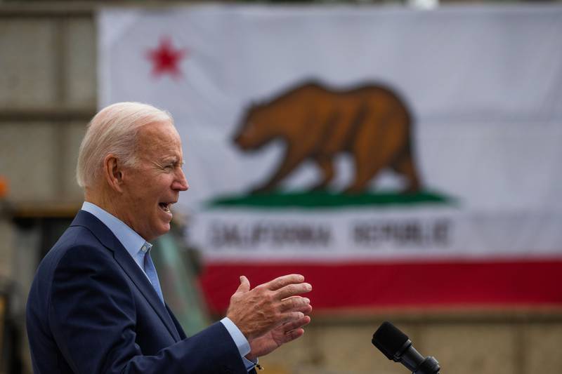 Mr Biden will next visit Portland, Oregon after his California visit. Getty / AFP