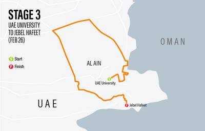 Stage 3 (179km): Year of Tolerance Stage - mountain stage starting at UAE University, ending at Jebel Hafeet