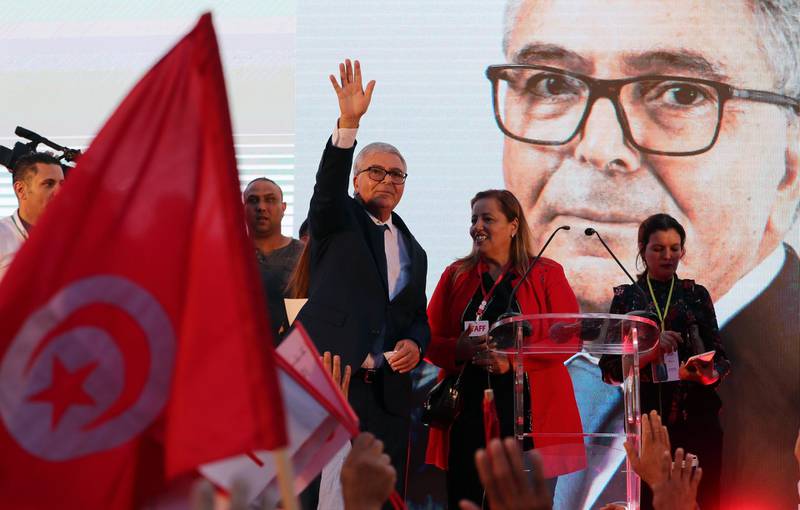 Tunisia's former defence minister and presidential candidate Abdelkrim Zbidi speaks during a presidential electoral campaign in Monastir, Tunisia. EPA
