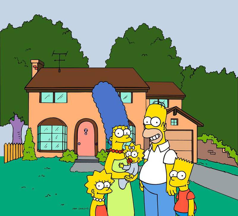 Lisa, Marge, Maggie, Homer and Bart Simpson, the popular cartoon family from The Simpsons. AP Photo 