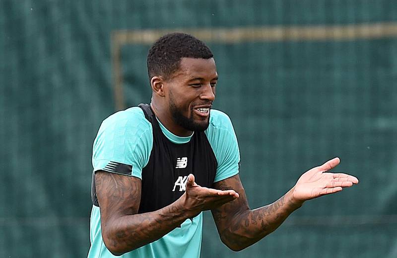 LIVERPOOL, ENGLAND - JULY 24: (THE SUN OUT. THE SUN ON SUNDAY OUT) Georginio Wijnaldum of Liverpool during a training session  at Melwood Training Ground on July 24, 2020 in Liverpool, England. (Photo by John Powell/Liverpool FC via Getty Images)