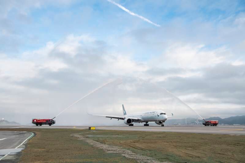 Hong Kong International Airport's third runway was officially inaugurated with the arrival of a Cathay Pacific flight from Perth, Australia. Photo: Hong Kong International Airport