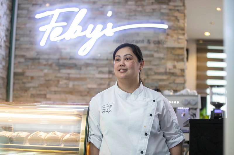 Feby Baguisa, a Filipina mother of three who distributed free food during the peak of the Covid-19 pandemic in 2020, has opened her own restaurant in Dubai called Feby's Restaurant and Cafe. All photos: Ruel Pableo for The National