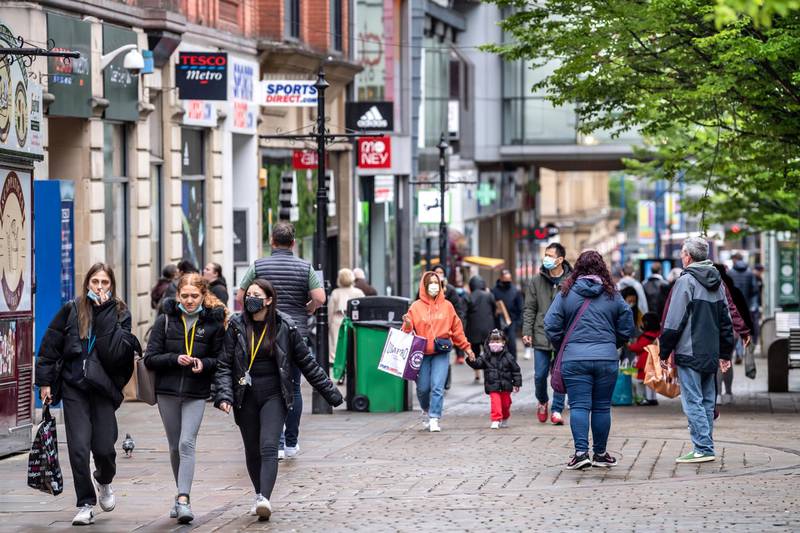 Feature on Manchester City FC at the Etihad complex and Manchester city centre.
PIC shows Market Street.
