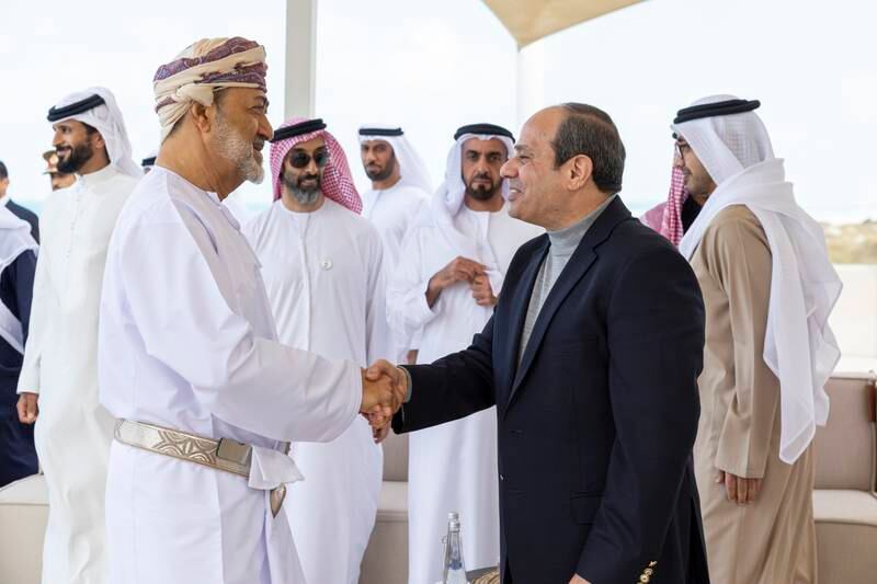 Sultan Haitham greets Mr El Sisi
