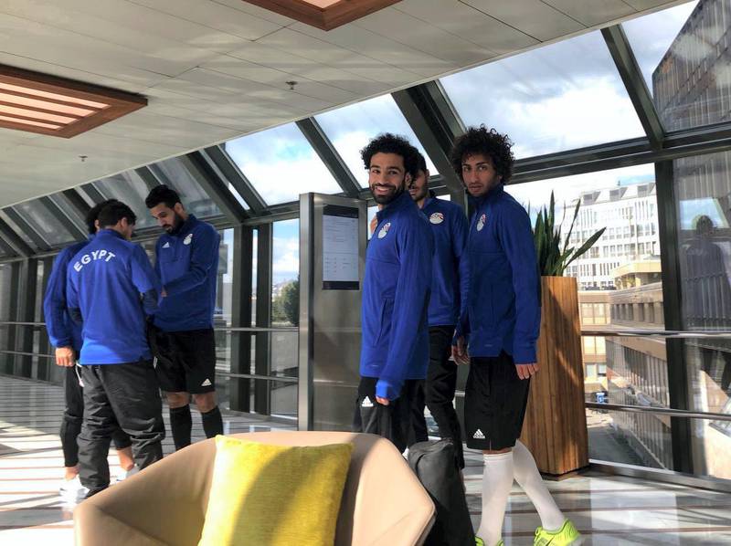 Mohamed Salah and his Egypt teammates in a Zurich hotel during their international break. John McAuley / The National