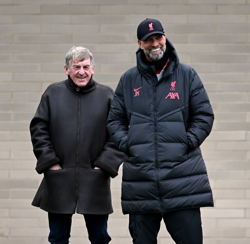 Jurgen Klopp and Sir Kenny Dalglish watch the players in action