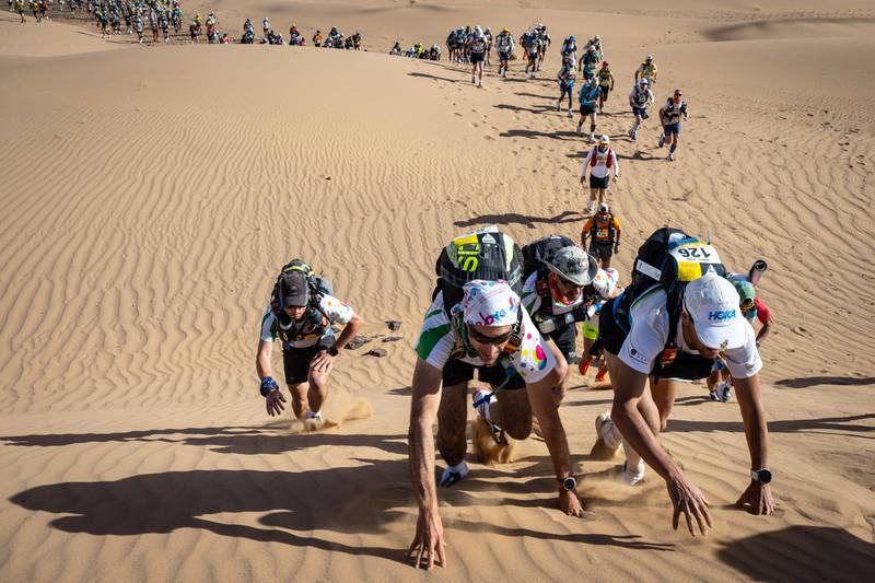 Competitors take part in the Stage 2 of the 36th Marathon des Sables in the Moroccan Sahara desert. AFP