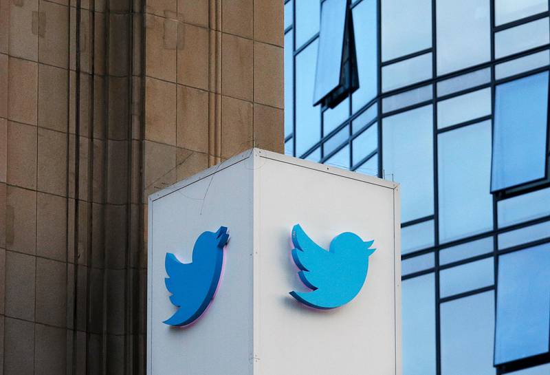 FILE - This Oct. 26, 2016, file photo shows a Twitter sign outside of the company's headquarters in San Francisco. A white nationalist advocate is suing Twitter for banning his account amid the company's recent crackdown on content it deems abusive. Jared Taylor filed the lawsuit Tuesday, Feb. 20, 2018, in a San Francisco state court. Taylor joins a growing list of extreme right wing groups and figures suing social media sites for banning their accounts and content. (AP Photo/Jeff Chiu, File)