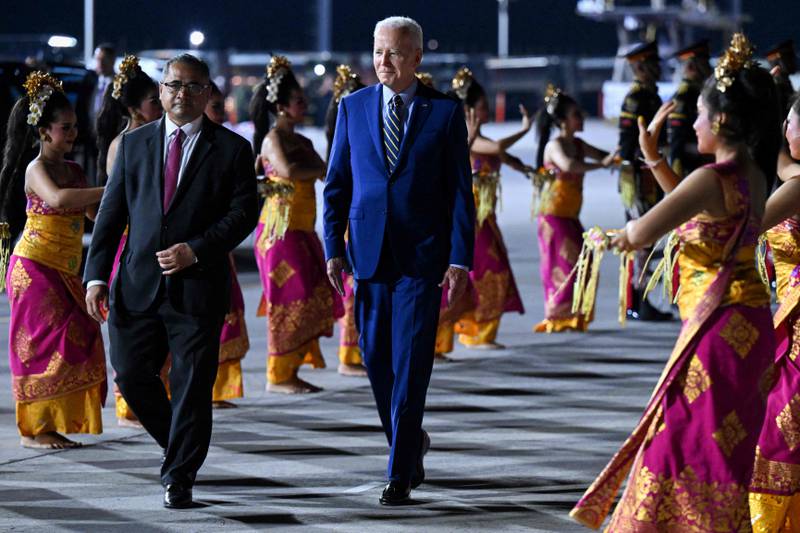 US President Joe Biden arrives for the summit in Bali. AFP