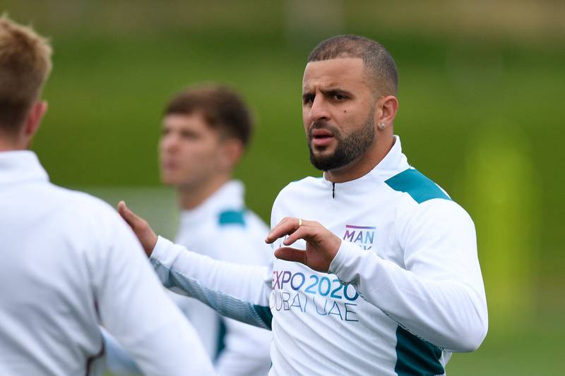 Manchester City's defender Kyle Walker takes part in a training session on Tuesday, May 3, 2022, ahead of the team's Champions League semi-final second leg against Real Madrid. AFP