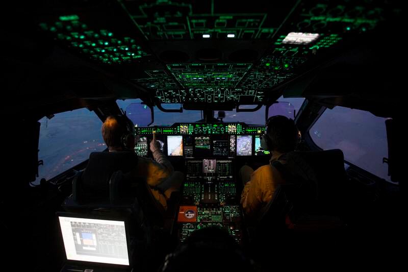 A media flight onboard the Airbus Military A400M MRTT during the Dubai Air Show at Dubai World Central - Al Maktoum International Airport in Dubai on November 19, 2013. Christopher Pike / The National

(For a Business photo page) *** Local Caption ***  PIKE9243.jpg CP1119-Airbus-Flight019.jpg