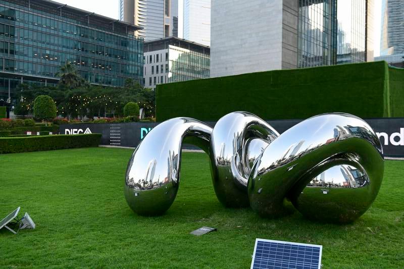 Richard Hudson's Unwind at the DIFC Sculpture Park, part of the new exhibition titled Tales Under the Gate. All photos: Khushnum Bhandari / The National
