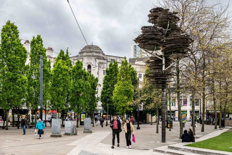 Feature on Manchester City FC at the Etihad complex and Manchester city centre.PIC shows Piccadilly Gardens.