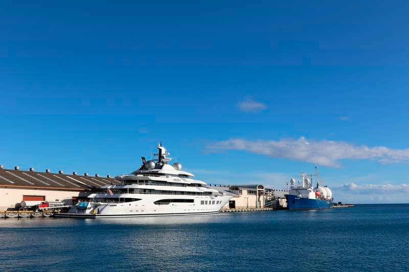 The superyacht 'Amadea' was moored in Honolulu on June 16. AP