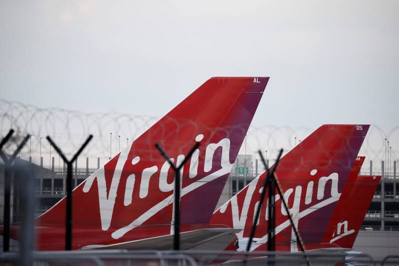 Virgin Atlantic planes at Manchester Airport in England.  Reuters