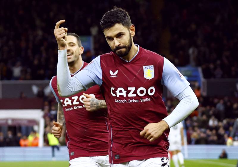 Morgan Sanson celebrates after scoring for Villa. Reuters