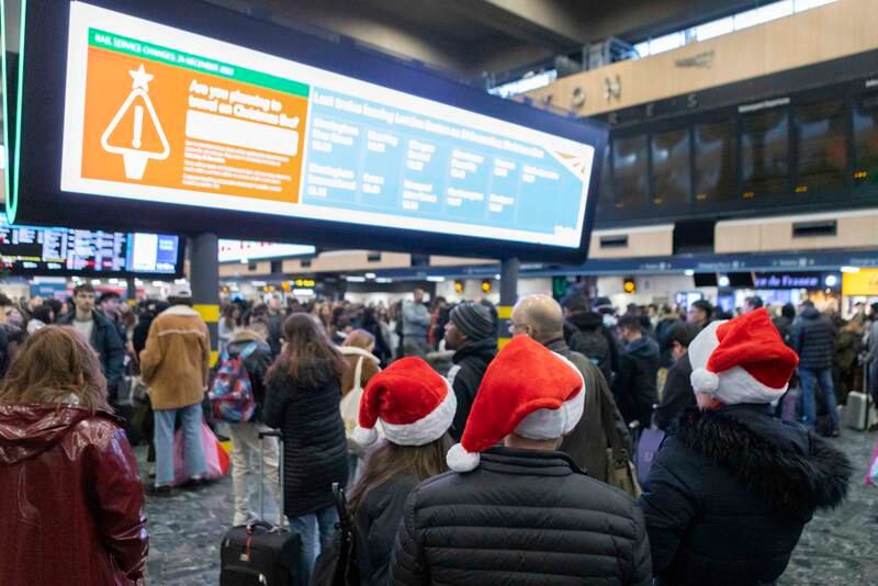 A packed concourse at London Euston station on Christmas Eve. Getty Images