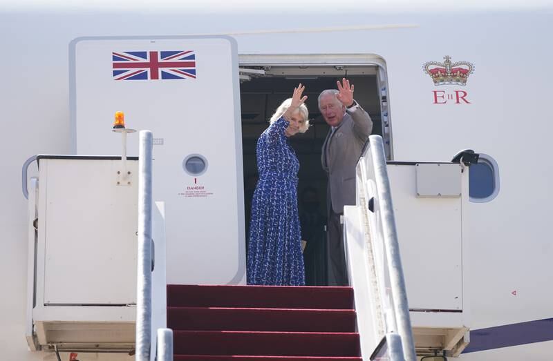 Britain's Prince Charles and his wife Camilla, Duchess of Cornwall, leave Jordan to fly to Egypt on the third day of their tour of the Middle East. Reuters