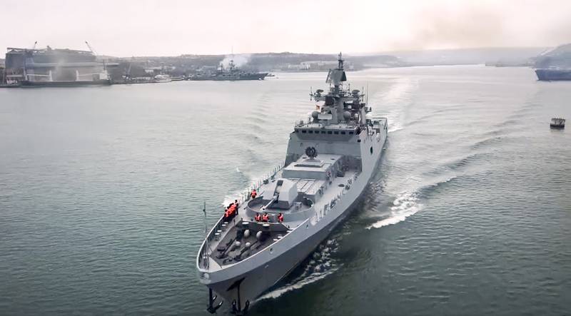 In this photo taken from video and released by the Russian Defense Ministry Press Service on Wednesday, Jan.  26, 2022, The Russian navy's frigate Admiral Essen prepares to sail off for an exercise in the Black Sea.  Russia has launched a series of drills amid the tensions over Ukraine and deployed an estimated 100,000 troops near the Ukrainian territory that fueled Western fears of an invasion.  (Russian Defense Ministry Press Service via AP)