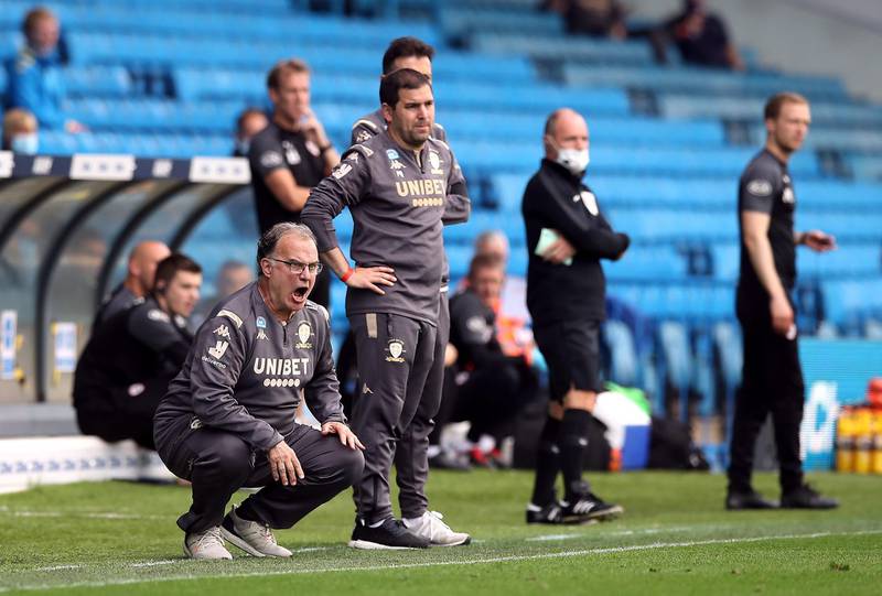 Leeds United manager Marcelo Bielsa on the touchline at Elland Road on Thursday. PA
