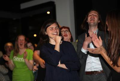 Green Party Candidate for Auckland Chloe Swarbrick looks on during the Greens Party Election Function at Grid X on October 17, 2020 in Auckland. Getty Images