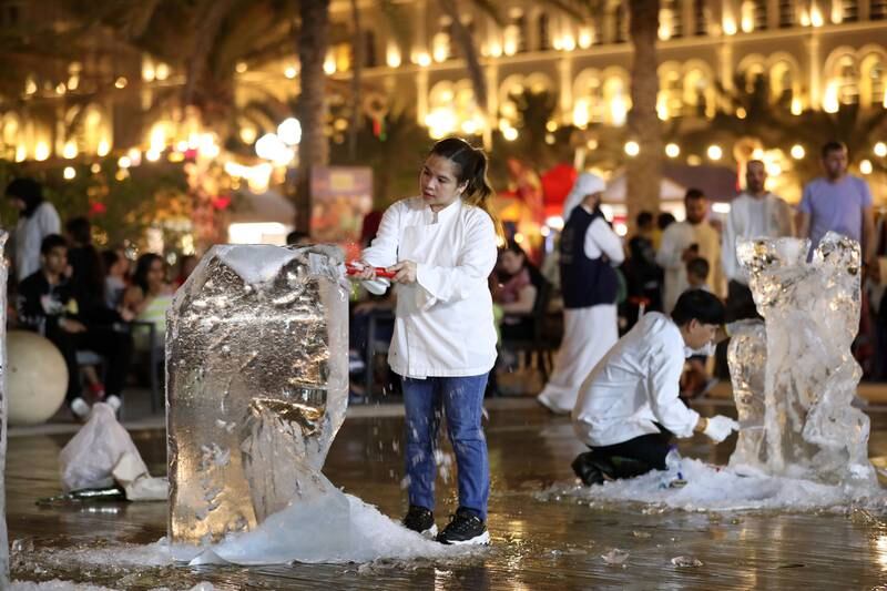 Ice sculpting competition at the festival